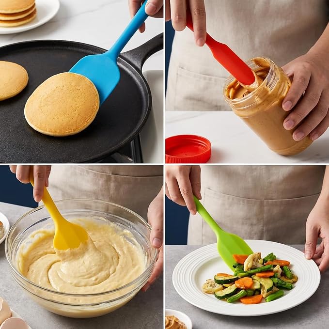 5PCS Silicone Rubber Spatula Set, VITUER Food Grade BPA-Free Spatulas for kitchen Use, Heat Resistant Spatula for Cooking & Baking, Dishwasher Safe