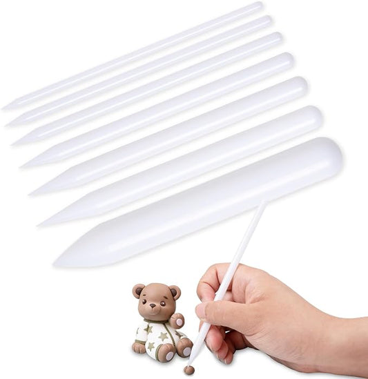 KALAIEN Gumpaste Fondant Decorating Tool, 7PCS Fondant Modeling Tools, Fondant Carving Sculpting Pen, Frilling Ruffles Rolling Pin Sets Fondant Tools