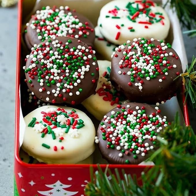 Christmas Sprinkles Bulk 1lb - Red Green White Jimmies for Baking, Holiday Cake & Cookie Decorating, Edible Dessert Toppings for Cupcakes, Ice Cream, Brownies