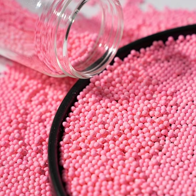 Nonpareils Sprinkles, White Edible Pearl Sprinkles for Cake Decorations, Baking, Ice Cream, Cookies, Cupcake Topper Edible Pearls Sprinkles - 2mm Matte White Sugar Pearls for Cake Decorating ( 130g/4.6oz )1 Bottle (2mm pink)