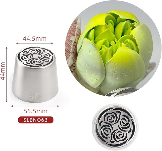 1 Piece Stainless Steel XXL Russian 4 Petals Flower Icing Tips,Pastry Frosting Piping Nozzles for Cake Marshmallow Bouquet,Cake Decorating Tips Baking Tools,Flower Frosting Nozzles for Decorating