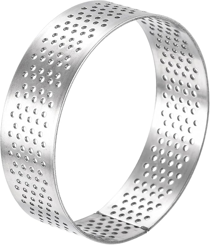 uxcell Stainless Steel Small Cake Rings, Perforated Cake Mousse Ring Kitchen Baking Heat-Resistant 2.5" Diameter, 0.8" Height,for Cake Dessert Biscuit Chocolate, Silver