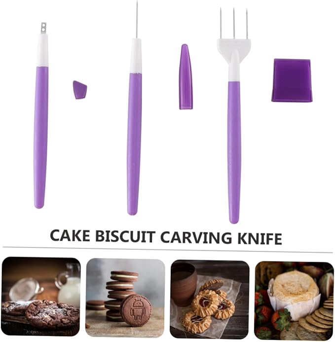 1set Sugar Stir Needles for Cake Decoration Cake Carving Tools Kit Easy Use Fondant Modeling Pens for Bakers for Home Baking and Crafting