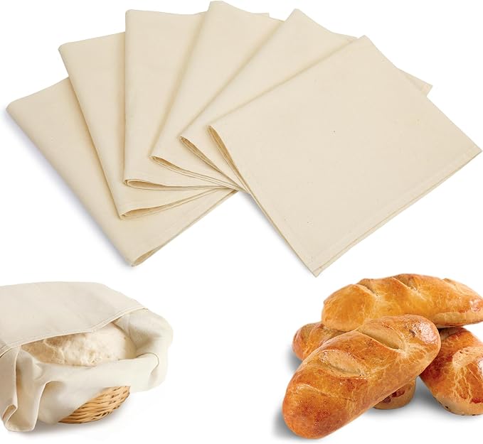 6Pcs Tea Towels for Sourdough Bread Baking - 14"x18" 100% Cotton Reusable Flour Sack Towels, Proofing Cloth Supplies for Baguettes, Loaves, Ciabatta Dough Rising
