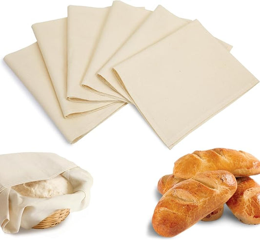 6Pcs Tea Towels for Sourdough Bread Baking - 14"x18" 100% Cotton Reusable Flour Sack Towels, Proofing Cloth Supplies for Baguettes, Loaves, Ciabatta Dough Rising