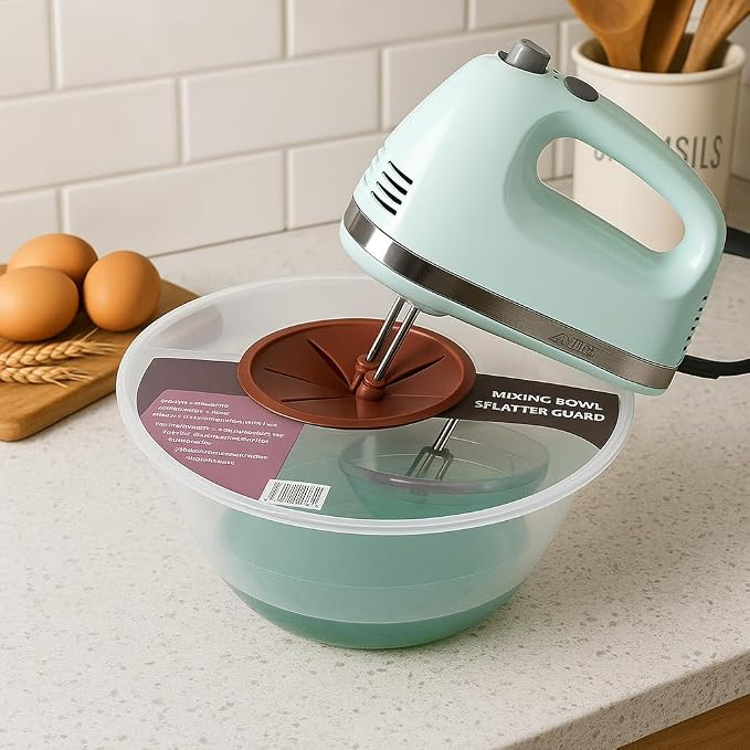 Dependable Industries inc. Essentials 12" Mixing Bowl Splatter Guard BPA FREE Fits Most Hand and Electric Mixers Red (2)