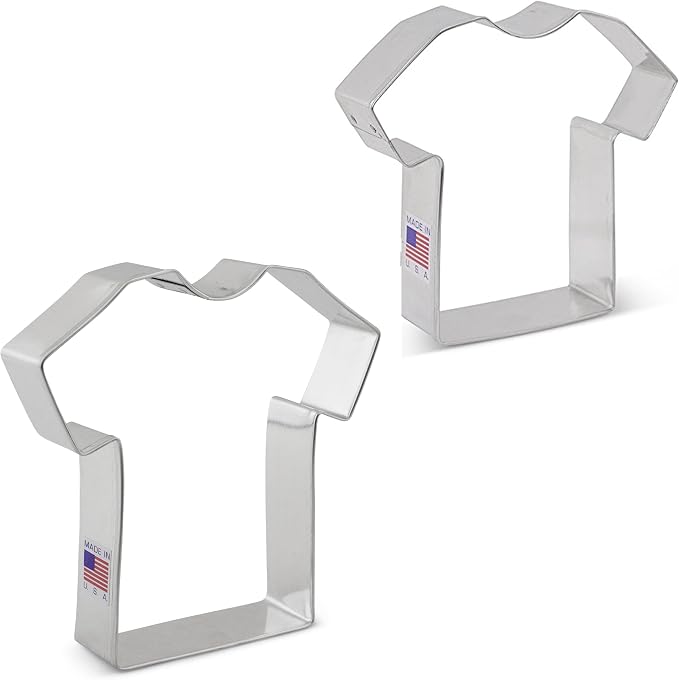 Ann Clark 2-Pc. T-Shirt/Jersey Cookie Cutter Set, Made in USA, 3-3/4” and 4-1/2”