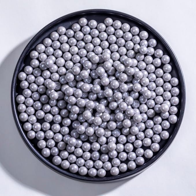 Grey Sprinkles Edible Pearls,Cake Sprinkles 130g 4.6OZ,Cookie Sprinkles,Sugar Pearl, Edible Candy Pearls for Cake Cupcake Decorationg (7mm-Gray)