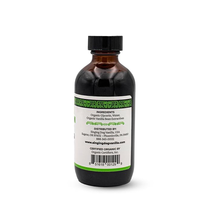 Singing Dog Vanilla Pure Vanilla Flavor, Alcohol-Free, 4 fl oz - Real Vanilla Beans, Glycerin-Based - Non-GMO, Vegan, Kosher Pareve