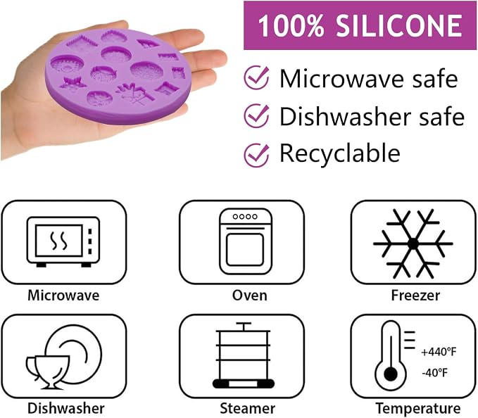 Infovox Cookie Silicone Mold, Mini Biscuit Fondant Molds Set, Dessert molds Multiple Patterns for Cake Decoration Candy Chocolate