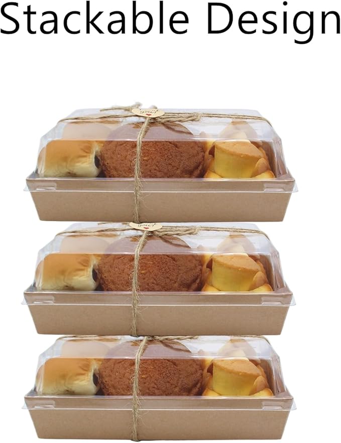 40 Pack Paper Charcuterie Boxes with Clear Lids, 7 x 5 Inch Brown Disposable Take Out Bakery Container, To Go Boxes for Cake Slice, Cupcakes, Sandwiches, Cookies, Cocoa Bombs, Salads