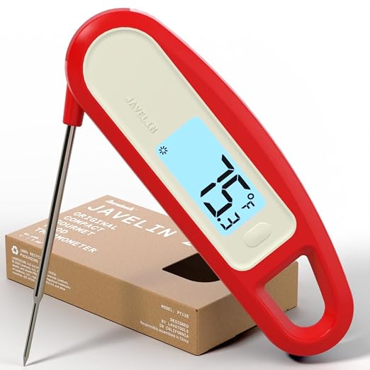 Lavatools PT12B Javelin 2 Ultra Fast Digital Instant Read Meat Thermometer for Grill and Cooking, 3" Probe, Compact Foldable Design, 1.5" Backlight Display, Water Resistant-Chipotle