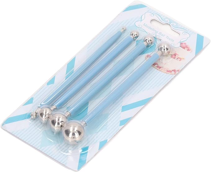 equlup Modeling Ball Tool, 4pcs Stainless Steel Fondant Sugar Flower Shaping Kit Clay Carving Tool for Pottery Air Dry Clay Doll Eye Making