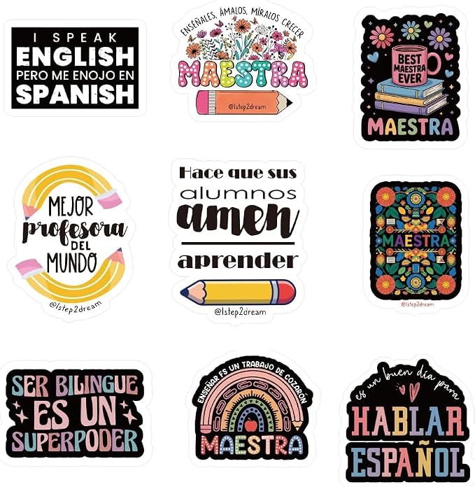 Spanish Teacher Stickers | Fun Educational Decals for Laptop, Waterbottle, Notebook | Gifts for Educator, Professor & Language Learners