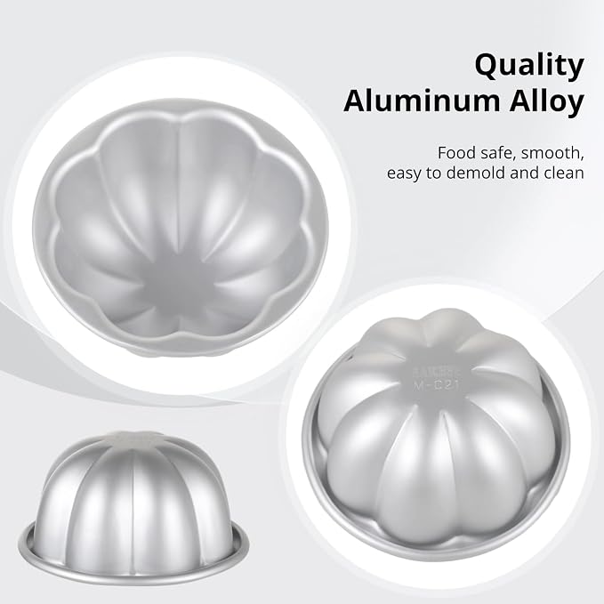 Homaisson 16Pcs Pudding Cup Molds, 3.7''x1.77'' Mini Fluted Cake Pans, Small Fluted Cake Pans for Baking，Non-Stick Jelly Molds, Easy to Demold, Pudding Cake Pan Nonstick