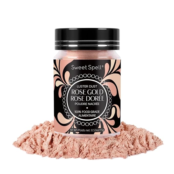 Sweet Spell Luster Dust Edible Glitter (15g) - Shimmer Pearl Dust Powder for Decorating Cakes, Chocolate, Drinks, Cocktails - 100% Edible, Food Grade, Vegan, Gluten-Free (Rose Gold)