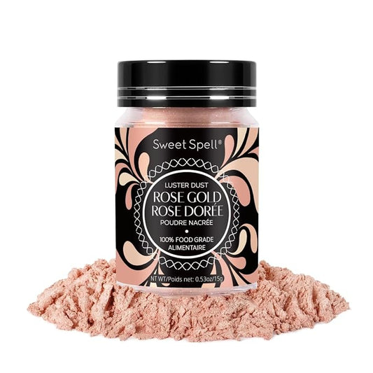 Sweet Spell Luster Dust Edible Glitter (15g) - Shimmer Pearl Dust Powder for Decorating Cakes, Chocolate, Drinks, Cocktails - 100% Edible, Food Grade, Vegan, Gluten-Free (Rose Gold)