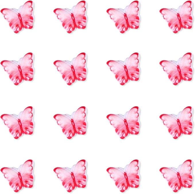Edible Butterfly Cake Decorations, 16 Royal Icing Butterflies Red, Butterflies Cupcake Toppers for Cake Decorating, Cookies, Macarons, Cakesicles, and Ice Cream