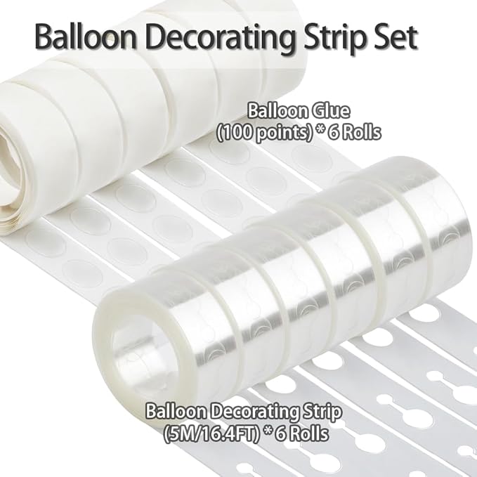 Arch Kit 98.5ft Tape & 600pcs Glue Point for Balloon Decorating Strip Kit - Party Graduation Wedding Birthday Baby Shower Decor (Pack of 2)