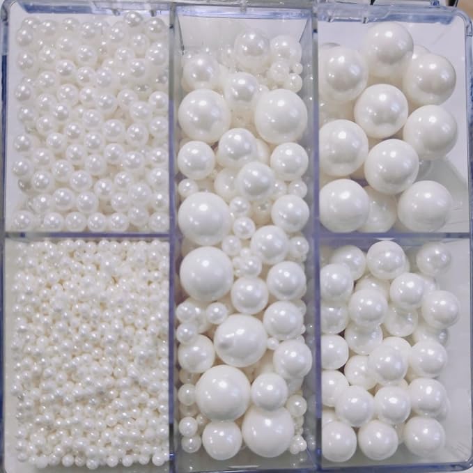 HeDeon&Rles White Pearls Sprinkles for Baking White Sprinkles 90g/3.17oz 4 Size Mix Edible Pearls for Cake Cupcake Pancake Icing Decoration