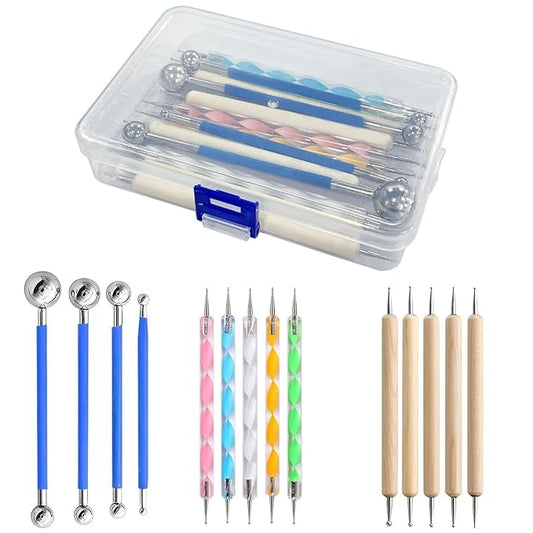 14Pcs Ball Stylus Pottery Tool Set, Blue Embossing Tool, Dual-Ended Multi-Size Clay Sculpting Dotting Tools, Professional Modeling Tools for Pottery, Polymer Clay, Nail Art, Fondant & DIY Crafts