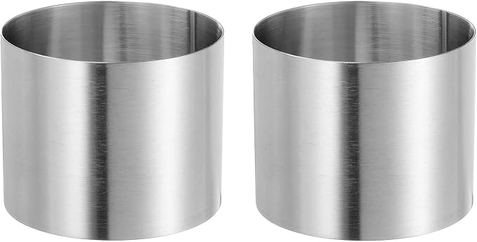 HARFINGTON 2PCS Round Cake Ring 2.36 x 2 Inch Seamless Stainless Steel Pastry Mousse Dessert Ring Mirror Coating for Baking Cooking Making Tool