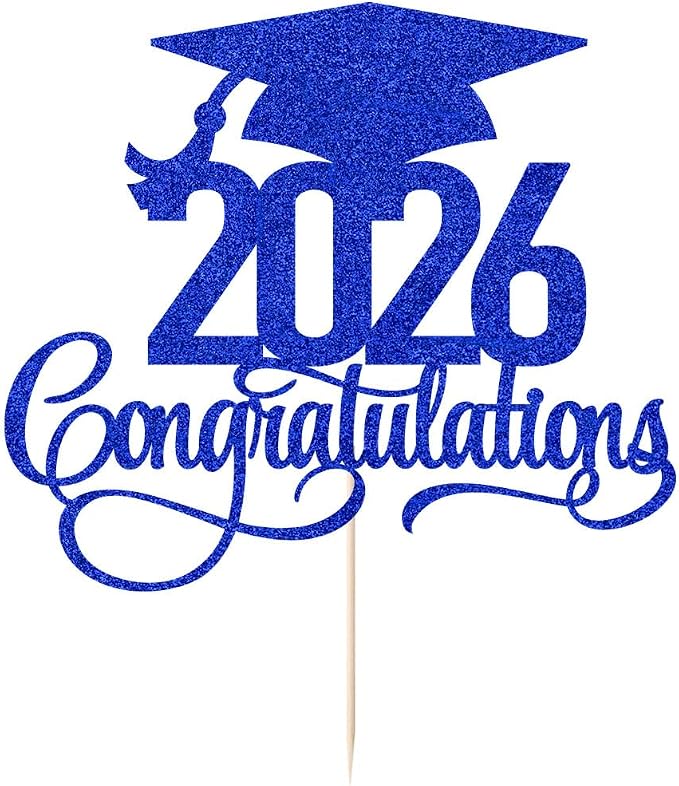 Glitter 2026 Congratulations Graduation Cake Topper,Congrats Grad Cake Decor - 2026 High School/College/Senior Graduation Party Decorations Supplies (2026Congratulations Dark blue.)