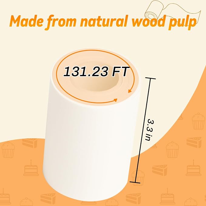 Baking Parchment Paper Side Liners 3.3 in*131.23 ft Cake Pan Side Liner for Round Cake Pans Roll Parchment Paper Strips for Bakeware Sheet Tray,Oven & Microwave Safe