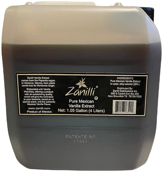 Zanilli Mexican Vanilla Extract - 134.4 Ounces - Papantla Mexico Pure Vanilla Extract for Baking - No Sugar Added - Gluten Free