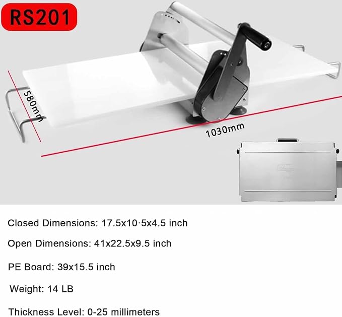 Stainless Steel Dough Machine,Folding Dough sheeter,Counter top Dough sheeter,Commercial Dough Roller sheeter,1–17.5mm/1–27mm, for Bakery Pizza, Croissants(Rs201)