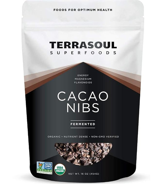Terrasoul Superfoods Raw Organic Cacao Nibs, 16 Oz, Superfood Crunch for Smoothie Bowls, Nut Butter Spreads, Oatmeal and DIY Chocolate Creations