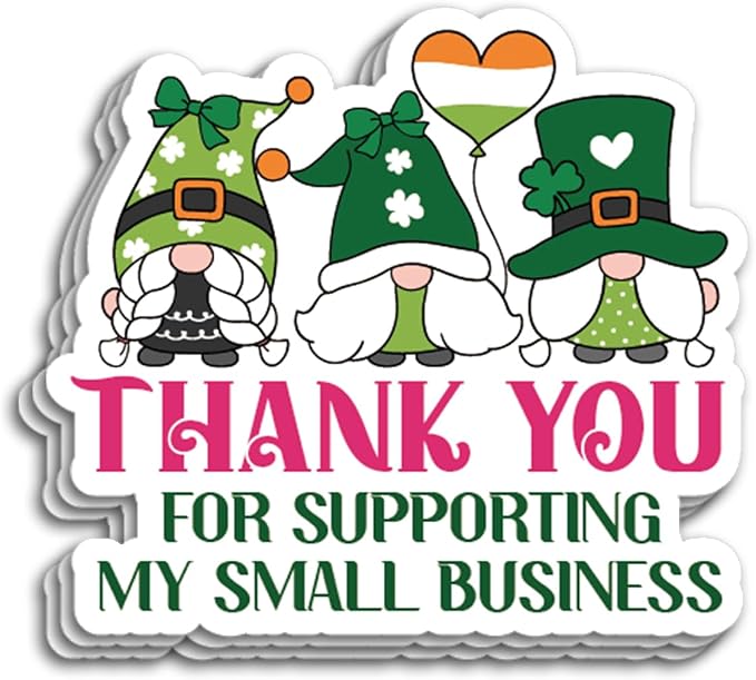 200 PCS St. Patrick's Day Business Packaging Stickers,Thank You for Supporting My Small Business Sticker for Envelopes Shipping Boxes Product Packaging