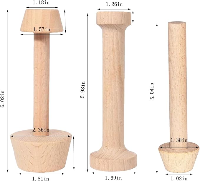 Tart Tamper Set,Wooden Double Side Pastry Tamper,Egg Tart Tamper,Cake Pastry DIY Tools for Egg Tart, Pasta, Cheesecakes and Dessert Baking(3 Pieces)