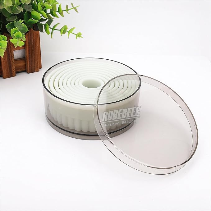 Multi-Shape Nylon Cookie Molds Round Square Star Plastic Geometry Biscuit Cutter Dough Mousse Bread Slicer DIY Bakery Utensils (Fluted Round)