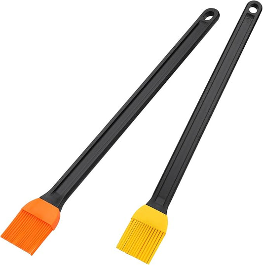 AmoreAngel CRAFTS 14in 2 Tone Silicone Basting Brush, Non-Slip Long Handle | This brush is ideal for high‑heat cooking BBQ, grilling, roasting as well as everyday saucing, egg washing, and basting