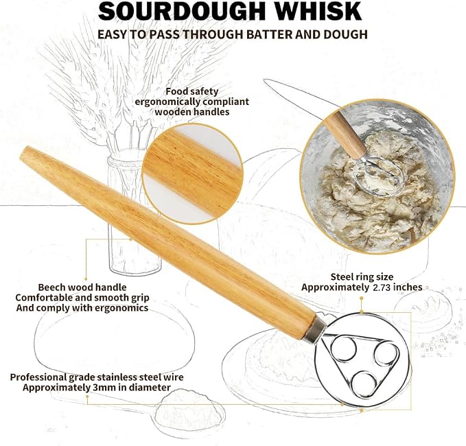 Bread Making Tool Set,Dough Scraper and Bread Scoring Tool for Making Beautiful Bread Tools-Dough Whisk,Dough Scrapers, Bread Lame with 10 Blades Included Replacement (Red)