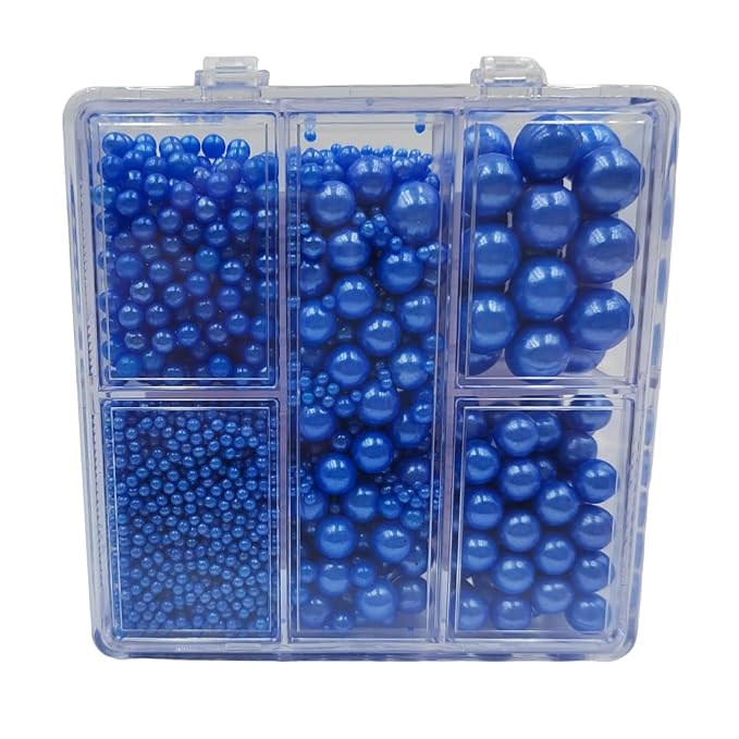 Blue Pearl Sprinkles for Cake Decorating, 4 Sizes Mix Size, Edible Pearls for Cupcake Topper, Ice Cream, Donuts, Baking Decoratings (2mm, 4mm, 7mm, 10mm)