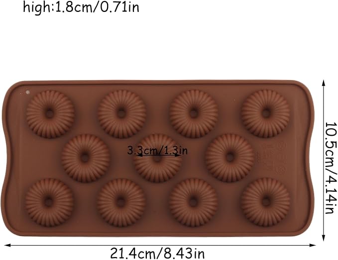 11 Cavity Donut Shaped Silicone Chocolate Molds For Candy Chocolate Baking