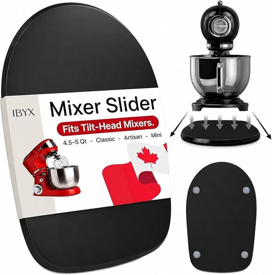 Ibyx Premium Bamboo Mixer Slider for KitchenAid 4.5-5 Qt Tilt-Head Stand Mixer - Food-Grade Appliance Slider Mat for Kitchen Countertop Storage Accessories (Black)