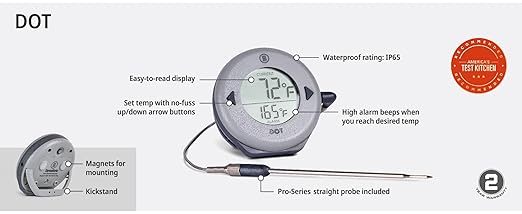 ThermoWorks DOT — Chefs’ Favorite Simple Alarm Thermometer - Dove Grey