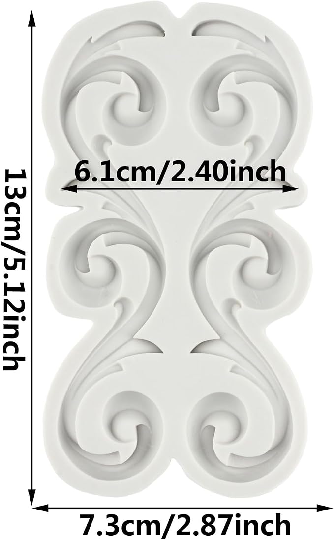 Baroque Scroll Relief Lace Silicone Cake Decorating Molds Curlicues Chocolate Molds Filigree Mold 3D Sculpted For Cake Toppers Gum Paste Polymer Clay