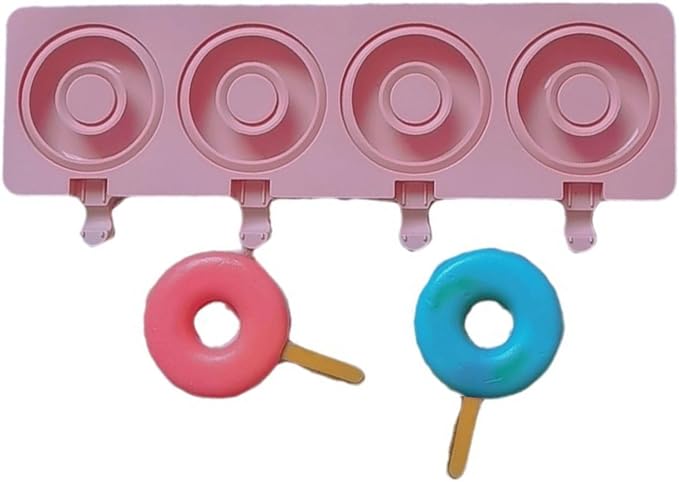 Doughnuts Shape Silicone Mold Ices Stick Ices Cream Mold Tray Cubes Making Tool Cake Candy Candy Easy to Cubes Tray Popsicles Maker Baking Cake