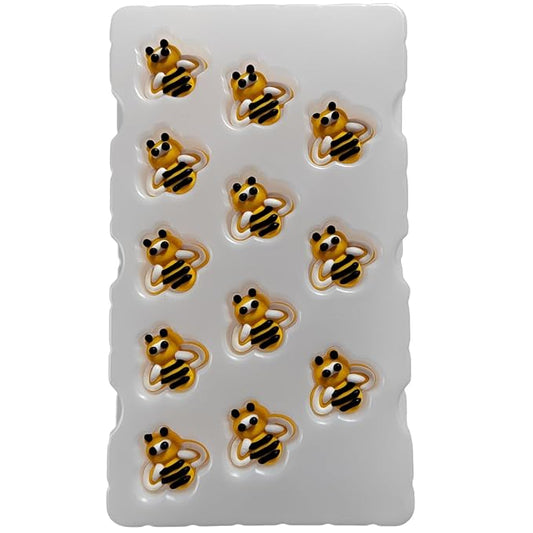 12 Pieces Bees Cakes Decorations Edible Bee Shaped Hard Sugar Icing Decorations Cupcake Toppers for Baking Cookie Ice Cream Candy Decoration Spring Birthday Party