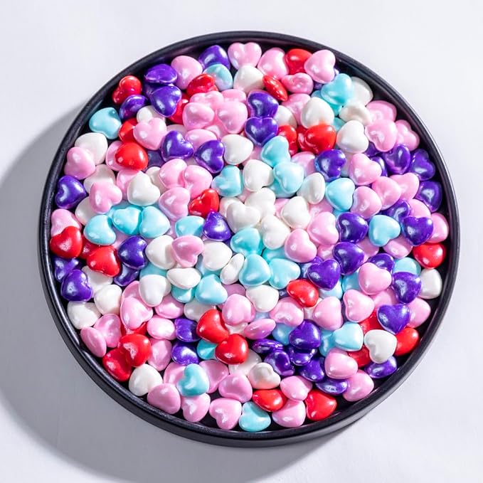 Valentine's Rainbow Heart Sprinkles,Cake Sprinkles,Cookie Sprinkles,Sugar Pearl, Edible Candy Pearls for Cake 130g 4.6OZ Cupcake Decorationg (rainbow heart)