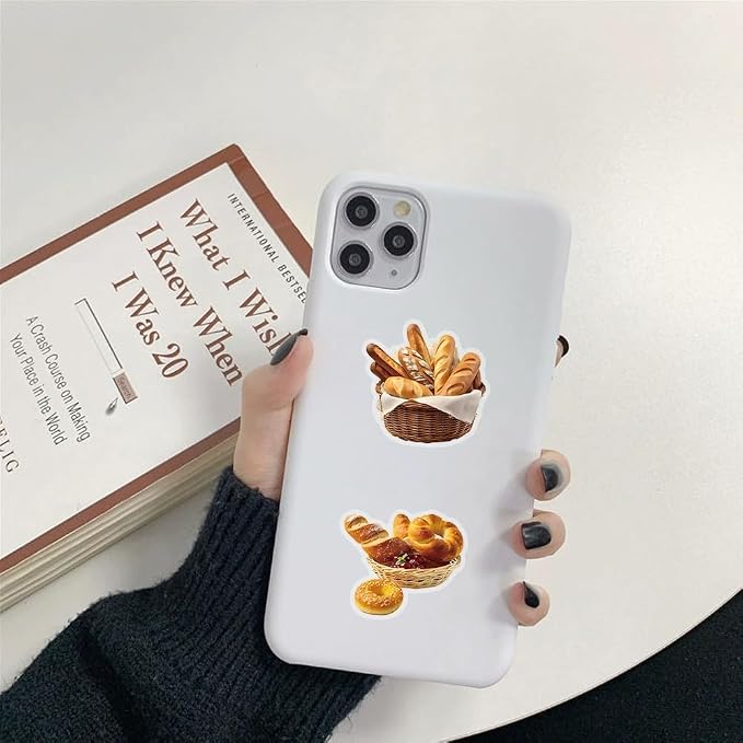 50 Packs Delicious Stickers Water Bottles Laptop Phone Computer Guitar Skateboard Hydroflasks Delicious Bread Vinyl Sticker Waterproof Aesthetic Trendy Decals for Kids Teens Girls Adults