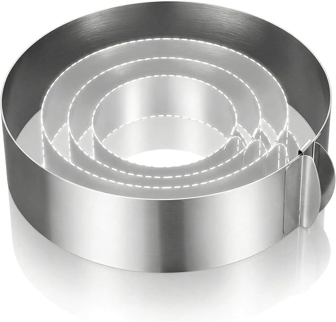 Amylove 1 Pcs Adjustable 6-12 Inch Round Cookie Cutter, Circle Cookie Cutter Stainless Steel Round Cake Trimmer for Baking Kit Mousse Layered Cake Biscuit Food Tiramisu Pastry