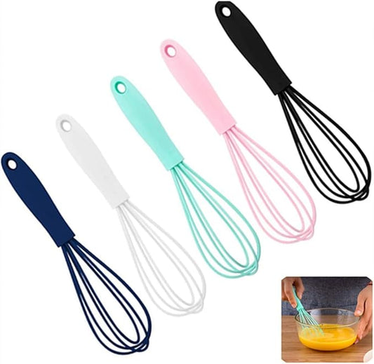 Silicone Whisk 5 Pcs Colorful Kitchen Mini Silicone Whisks,Whisk Set Egg Beater for Blending Whisking Beating Stirring Cooking Baking