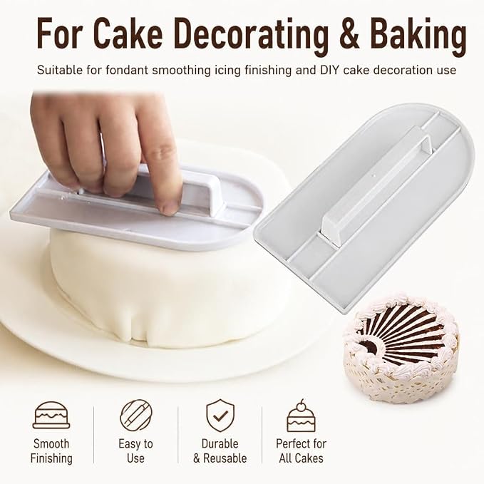 2 Fondant Smoother Cake Decorating Tool Cake Icing Smoother Baking Fondant Polishing Tool Cake Surface Finishing Tool White Plastic Cake Decorating Accessory