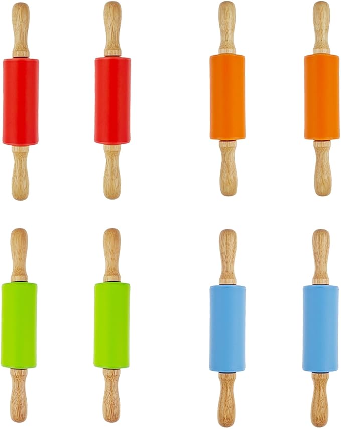 8 Pack Small Rolling Pin for Kids, Kids Rolling Pin for Home Kitchen (9 Inch)