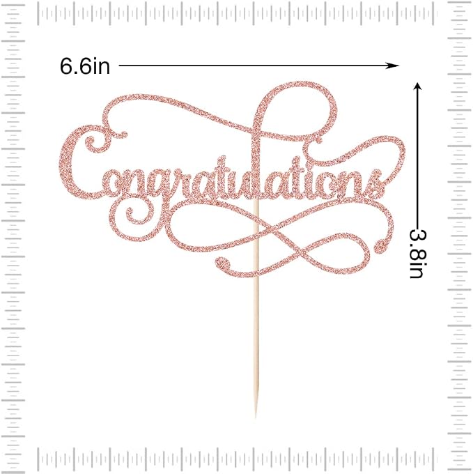 Congratulations Cake Topper,Congratulations 2026 Graduation Cake Topper,Graduation, Wedding, Retirement, Birthday, Anniversary, Celebration Party Decorations Supplies(Rose Gold)
